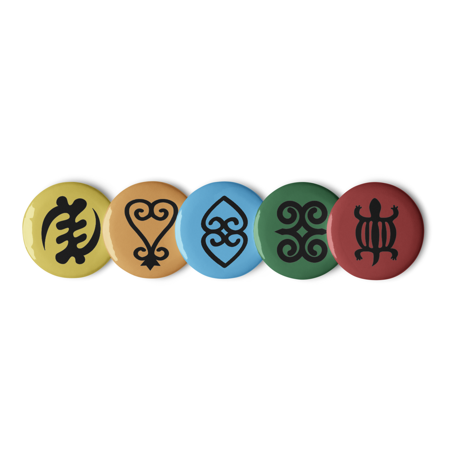 Adinkra Symbols Pin-back Buttons (Set of 5)