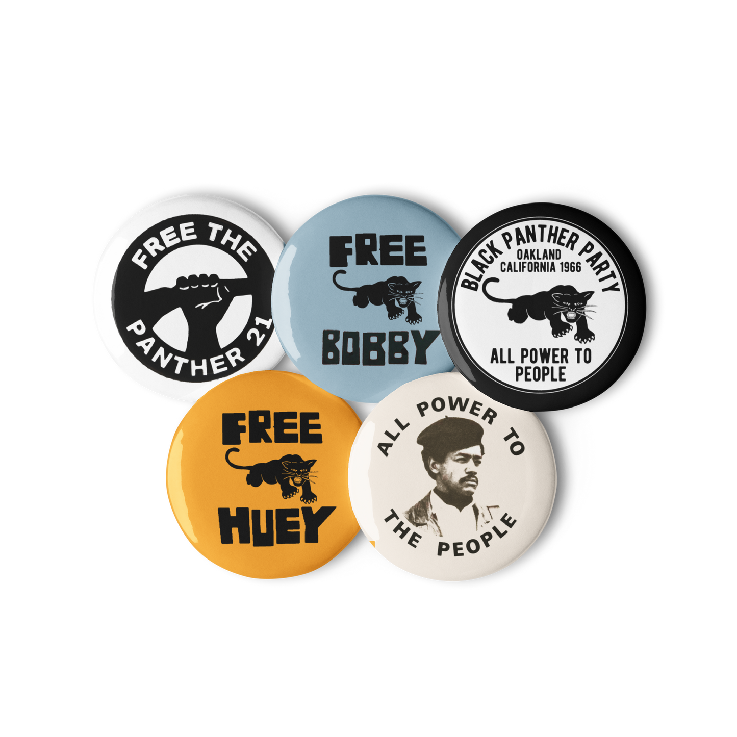 Vintage Black Panther Party Pin-back Buttons (Set of 5)
