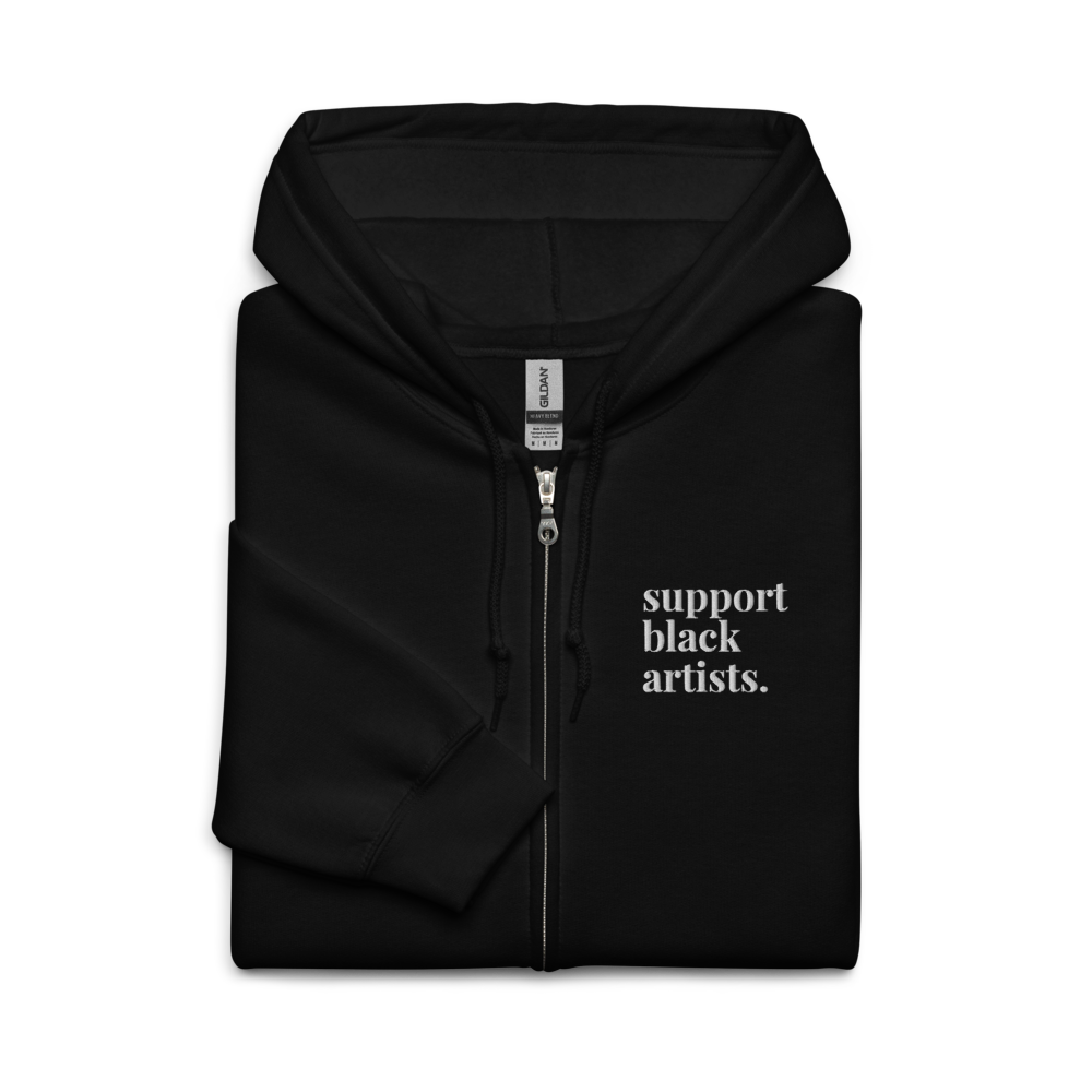 Support Black Artists Embroidered Zip-Up Hoodie