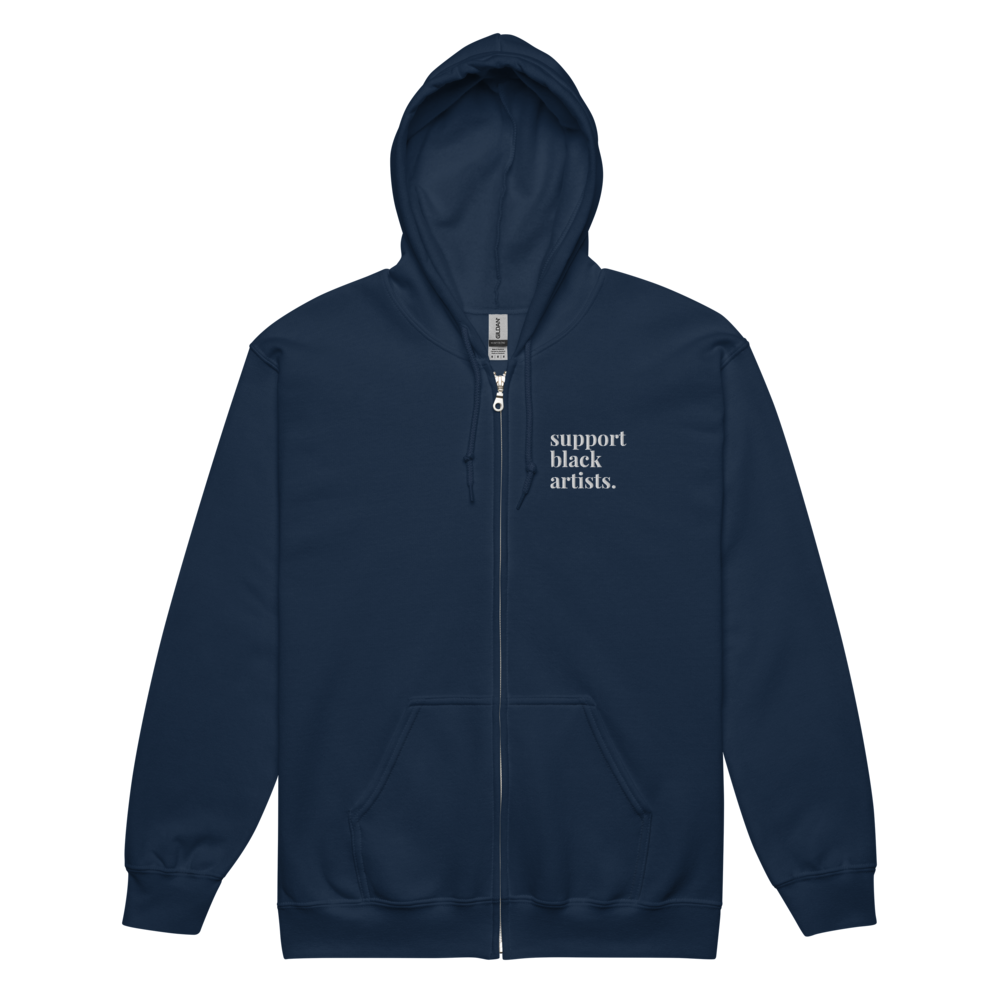 Support Black Artists Embroidered Zip-Up Hoodie