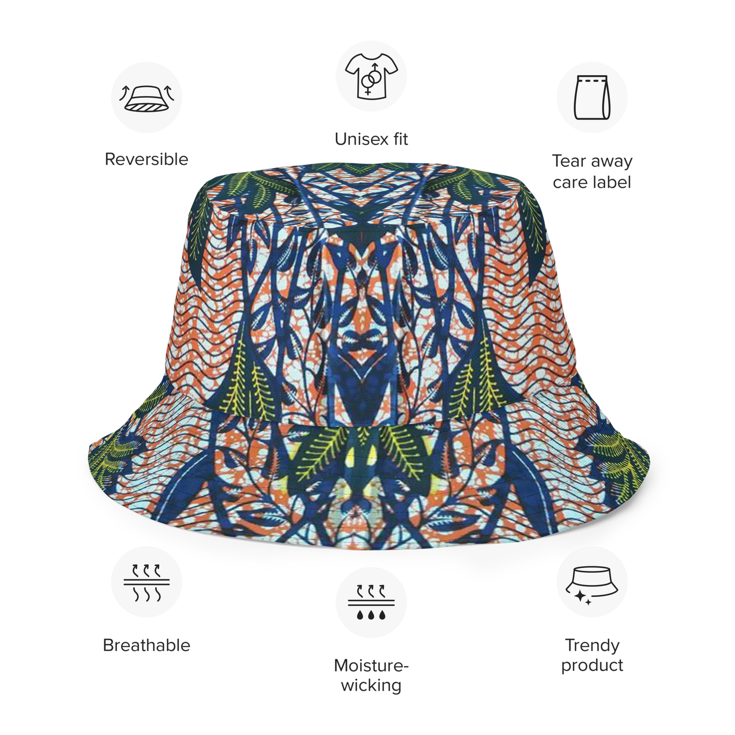 Leaftrail Print Reversible Bucket Hat