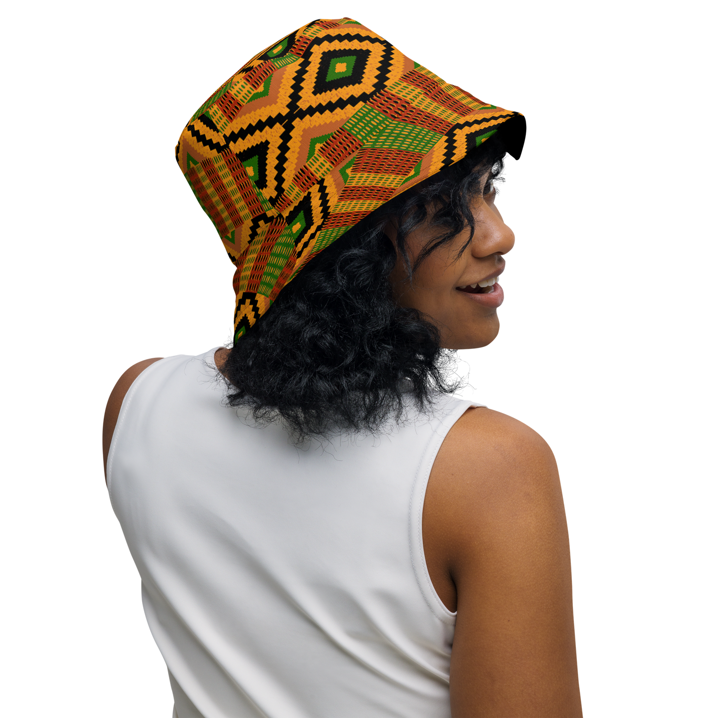 Kente Print Reversible Bucket Hat