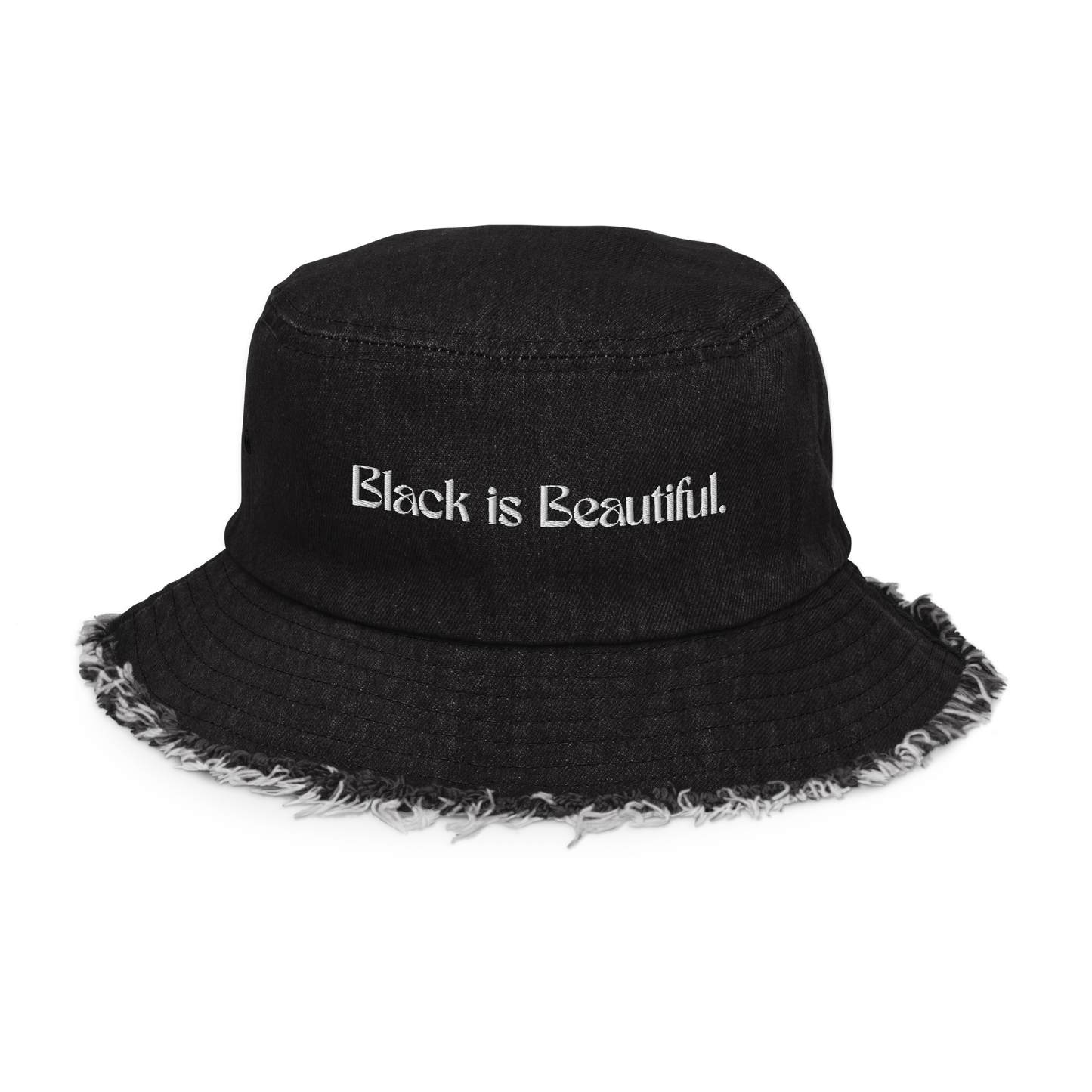 Black is Beautiful Distressed Denim Bucket Hat