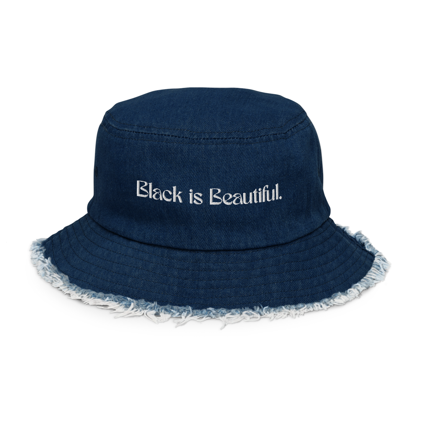 Black is Beautiful Distressed Denim Bucket Hat