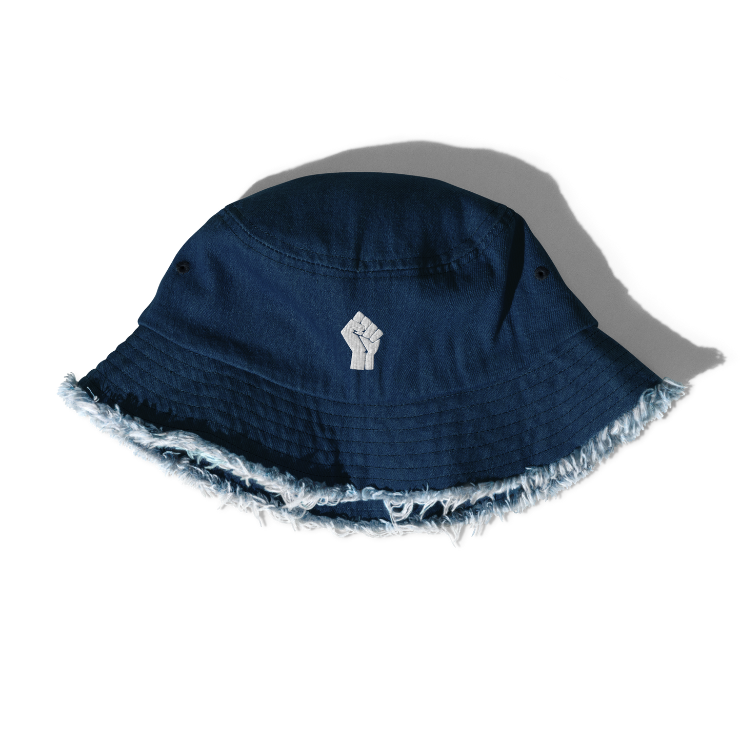 Black Power Fist Distressed Denim Bucket Hat