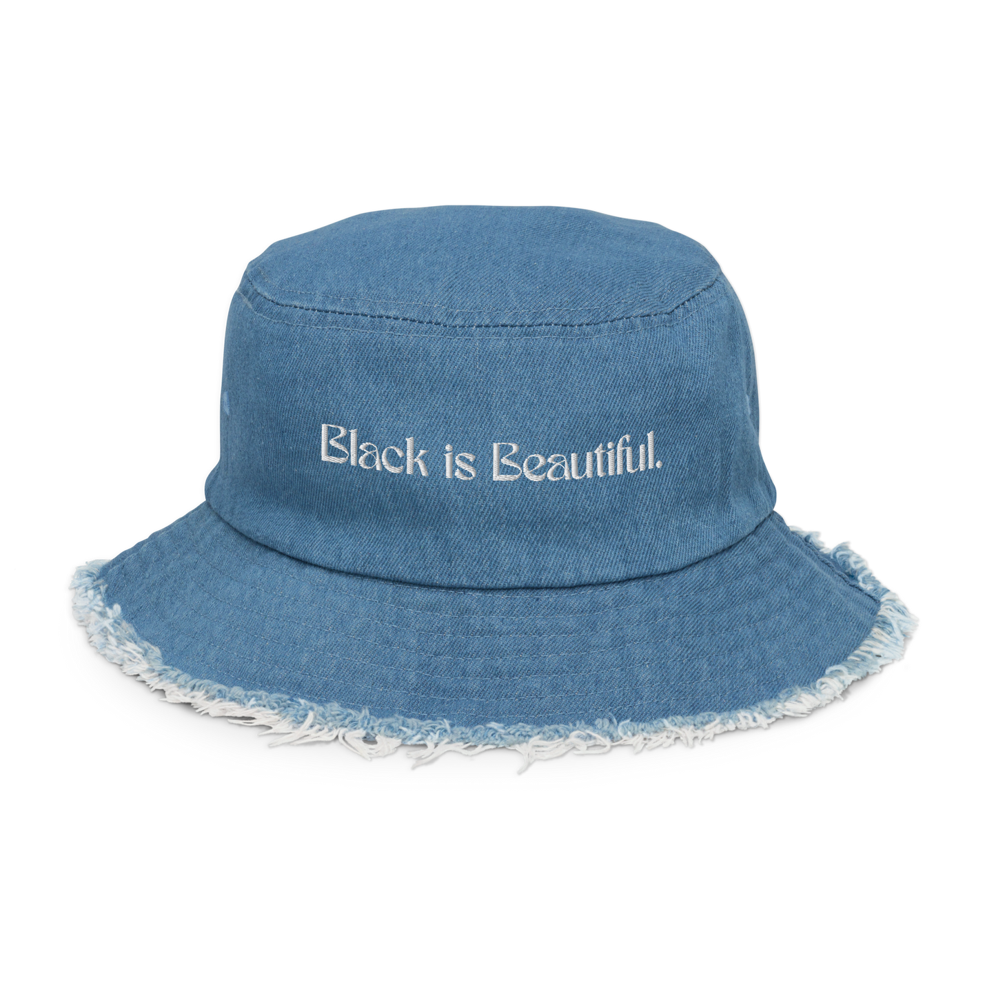 Black is Beautiful Distressed Denim Bucket Hat