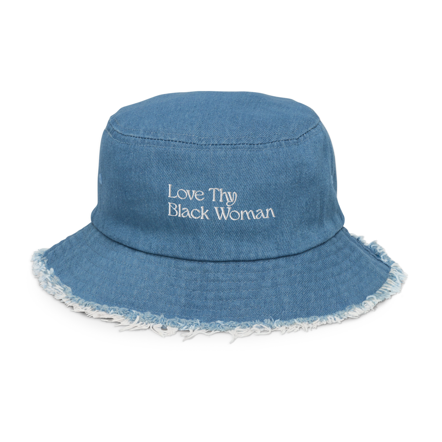 Love Thy Black Woman Distressed Denim Bucket Hat