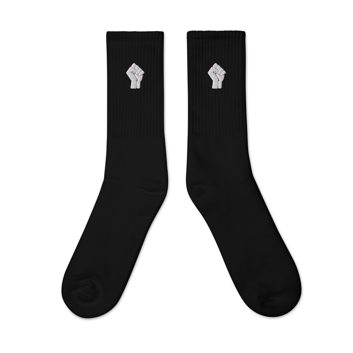 Black Power Embroidered Crew Socks