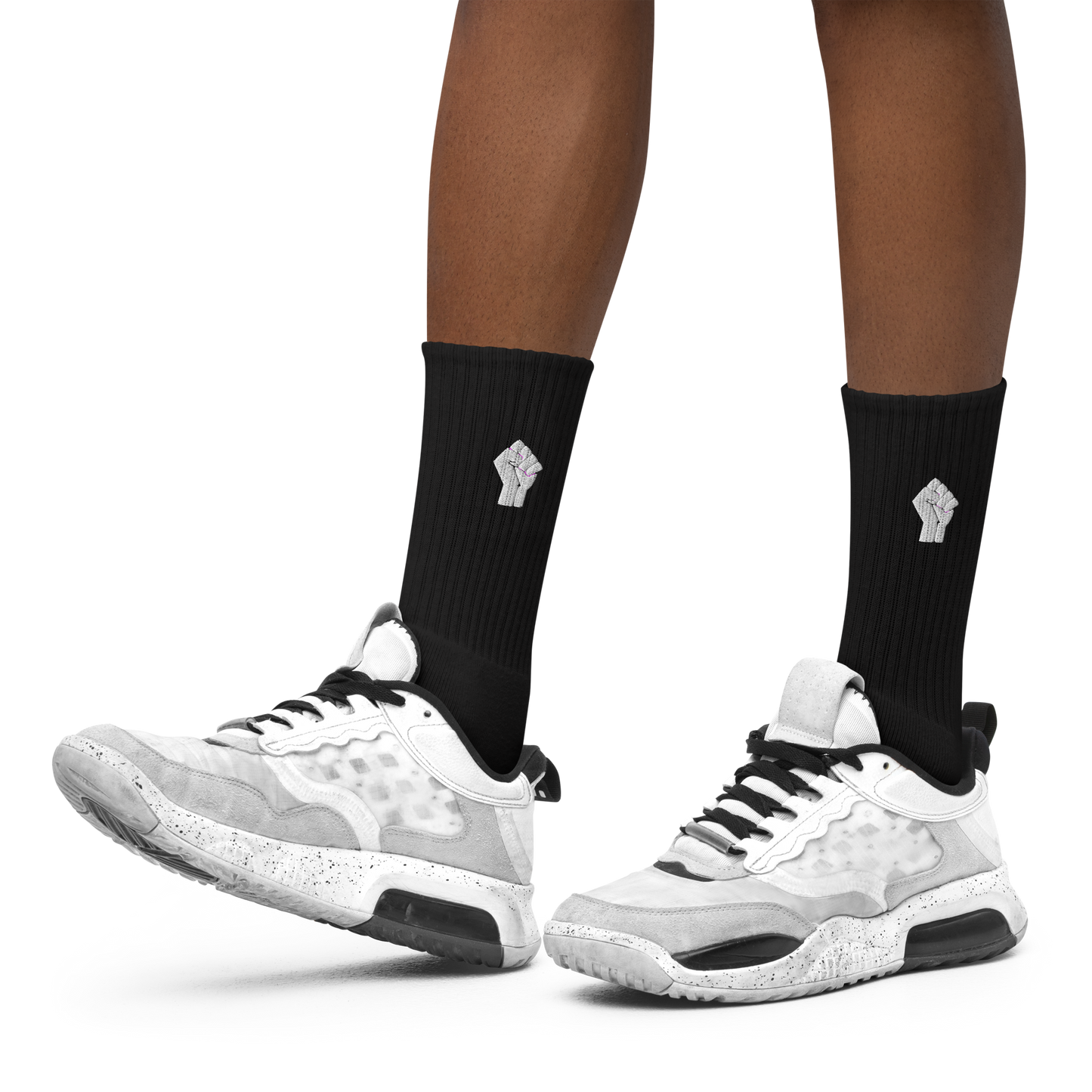 Black Power Embroidered Crew Socks
