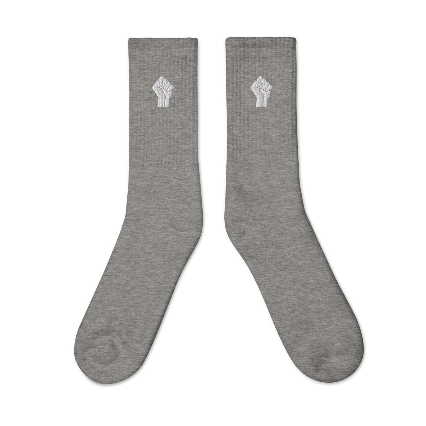 Black Power Embroidered Crew Socks