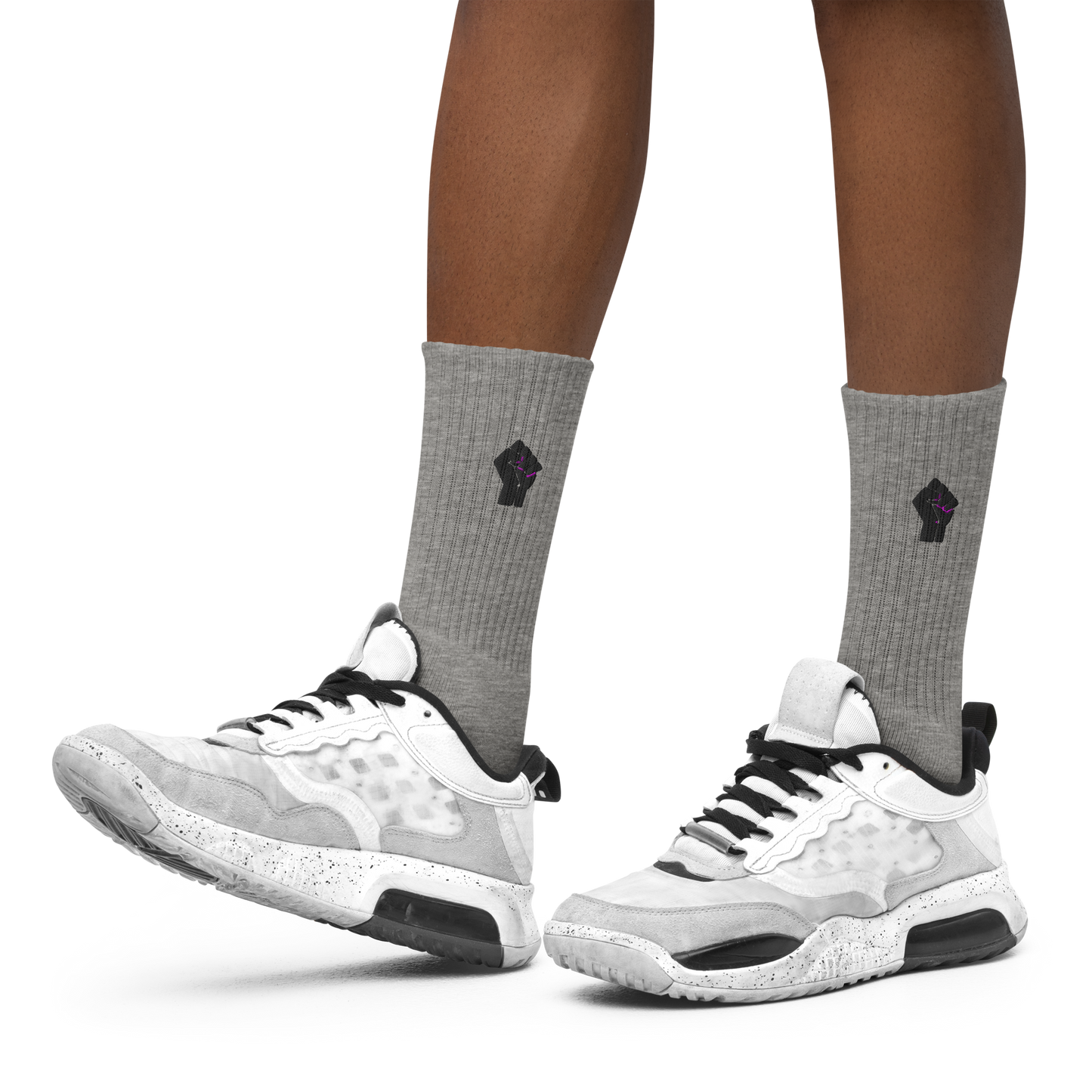 Black Power Embroidered Crew Socks