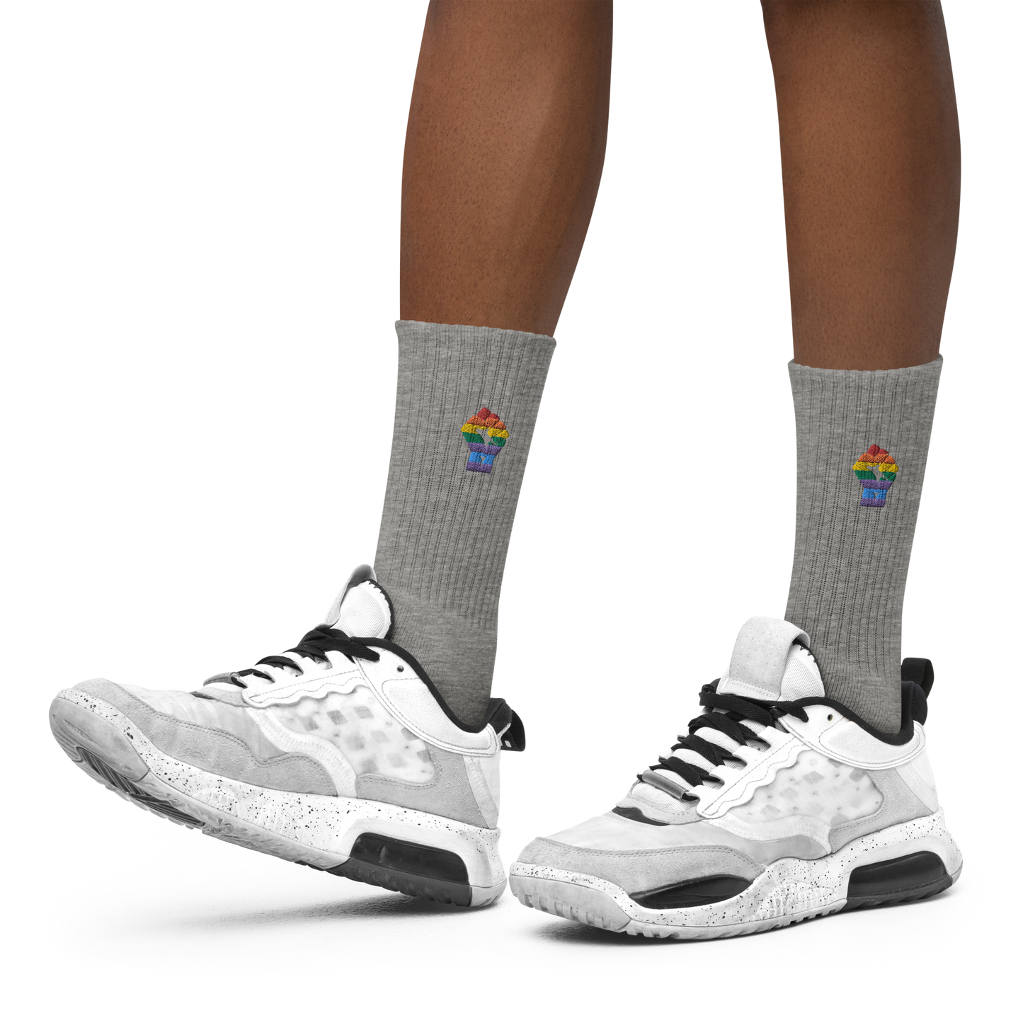 Black Power Pride Embroidered Crew Socks