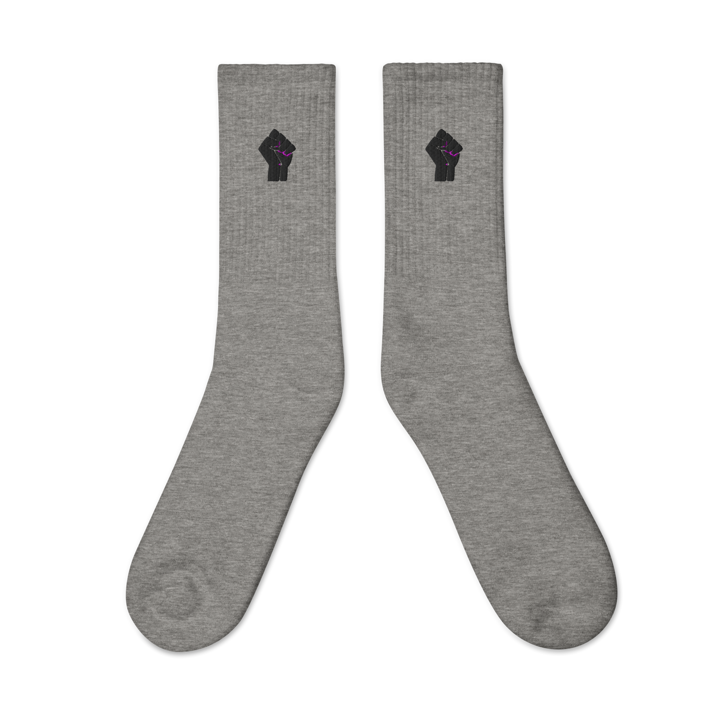 Black Power Embroidered Crew Socks
