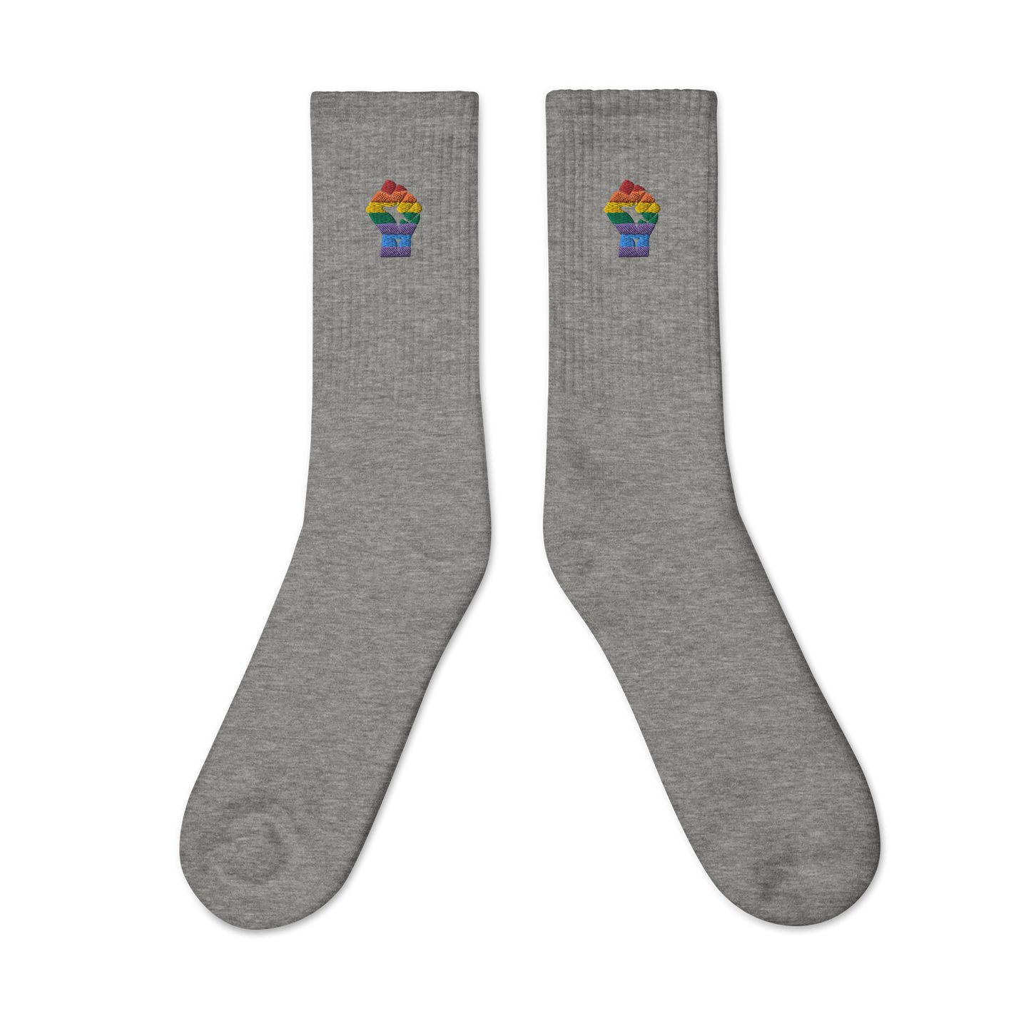 Black Power Pride Embroidered Crew Socks