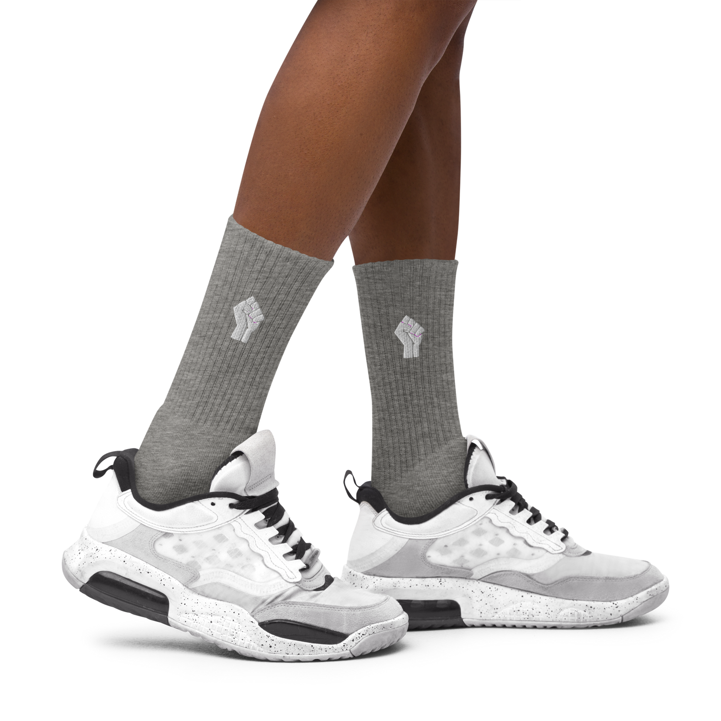 Black Power Embroidered Crew Socks