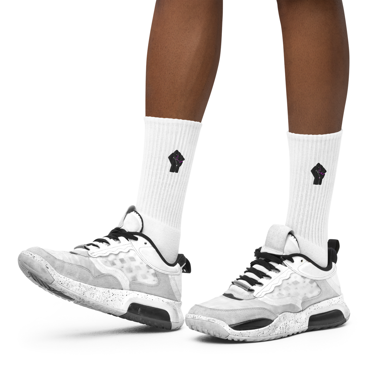 Black Power Embroidered Crew Socks