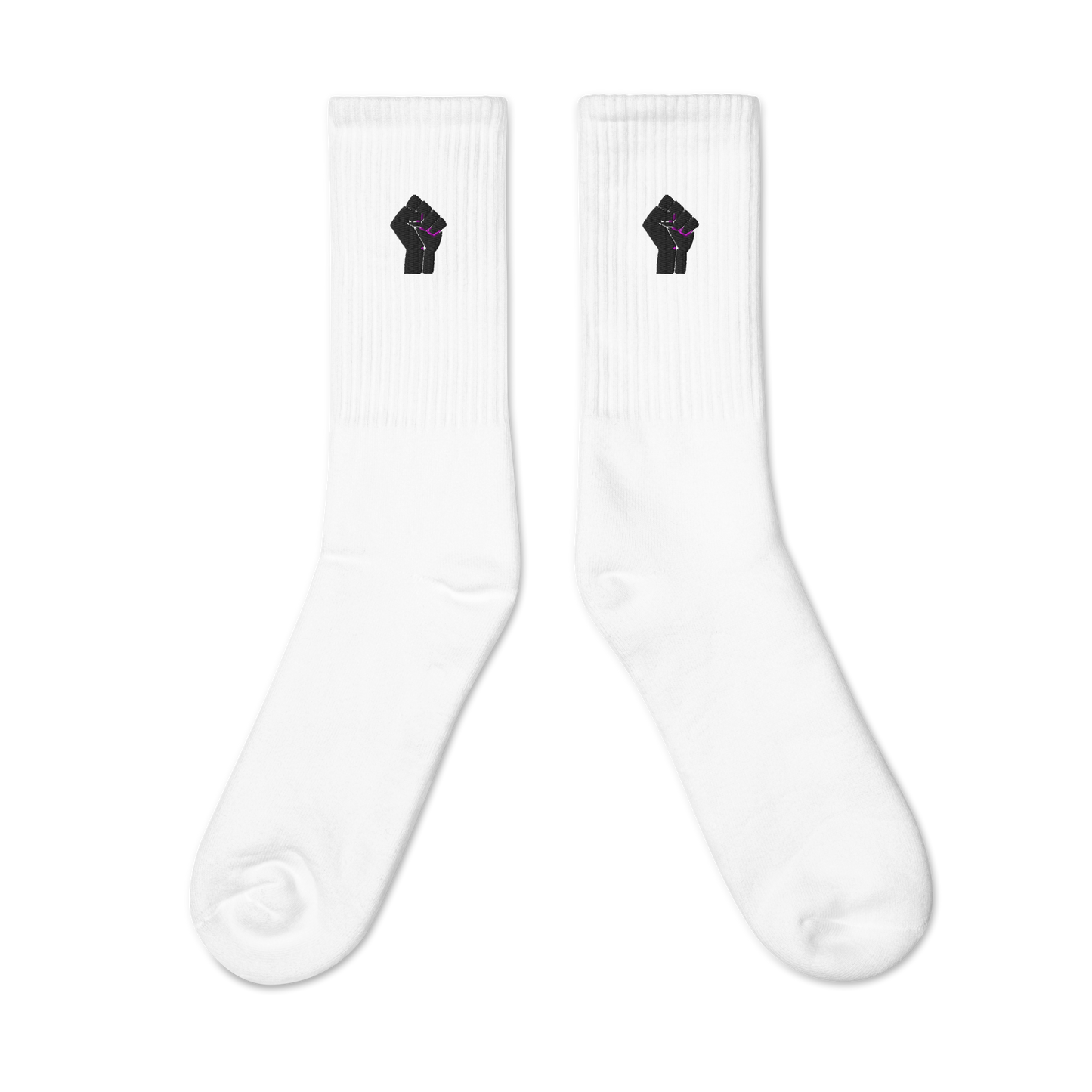 Black Power Embroidered Crew Socks