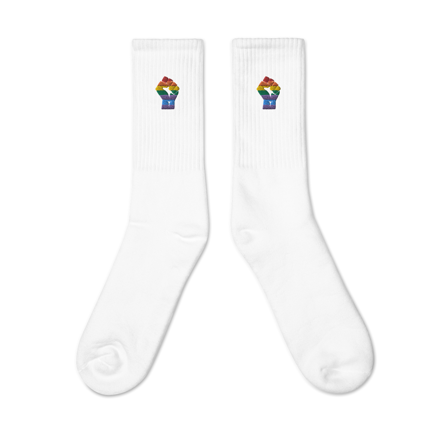 Black Power Pride Embroidered Crew Socks