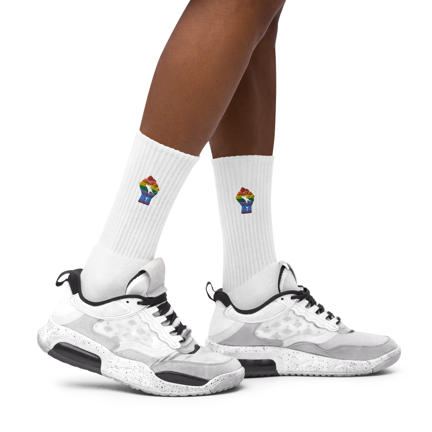 Black Power Pride Embroidered Crew Socks