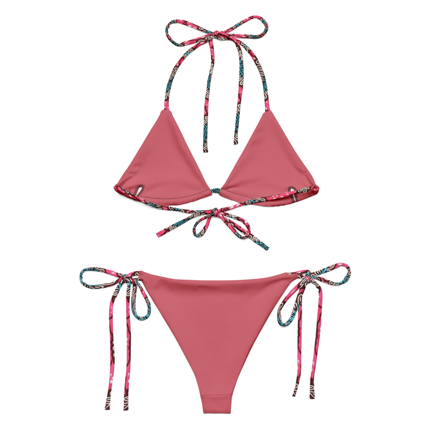 Pink Ankara Print Recycled String Bikini