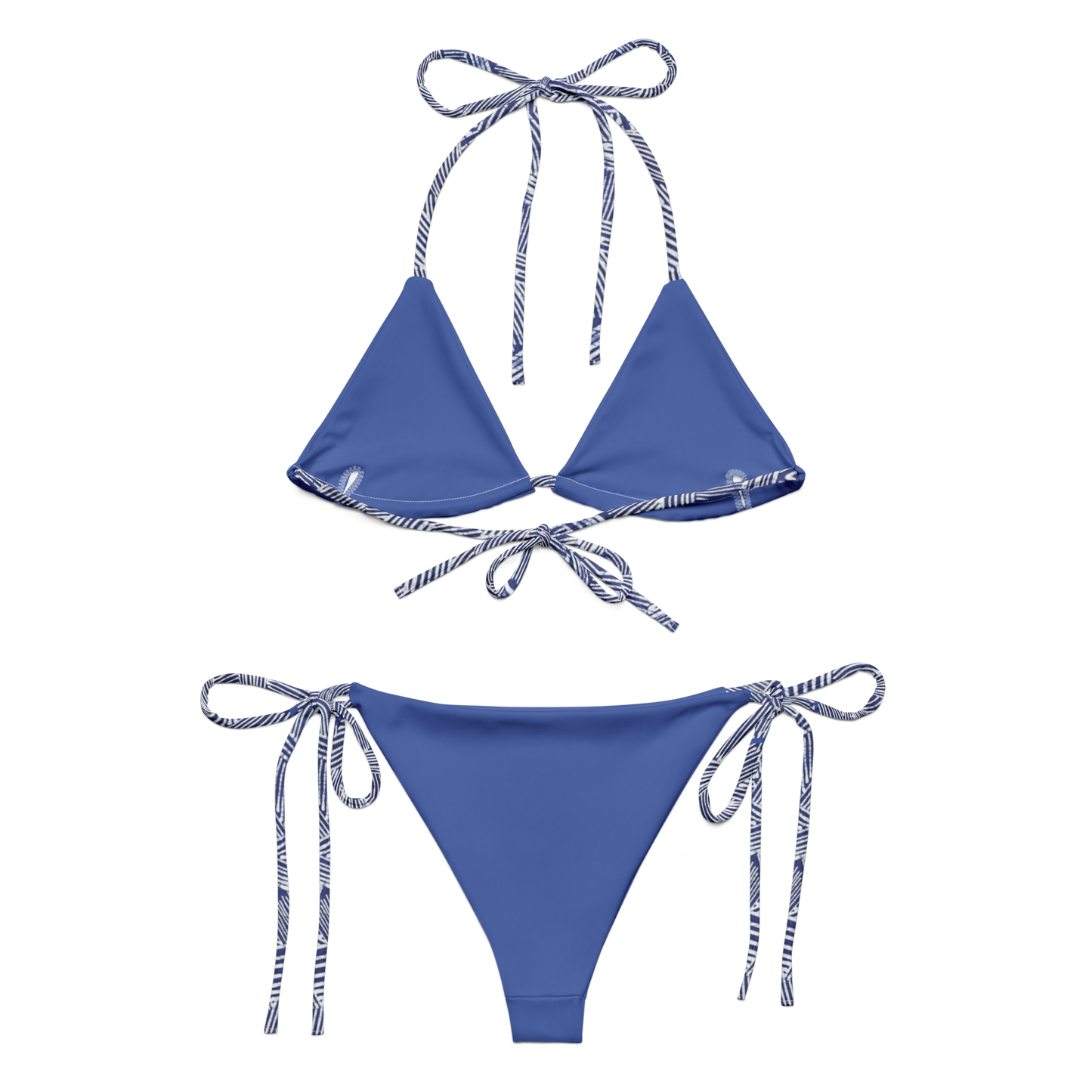 Blue Hatch Batik Print Recycled String Bikini
