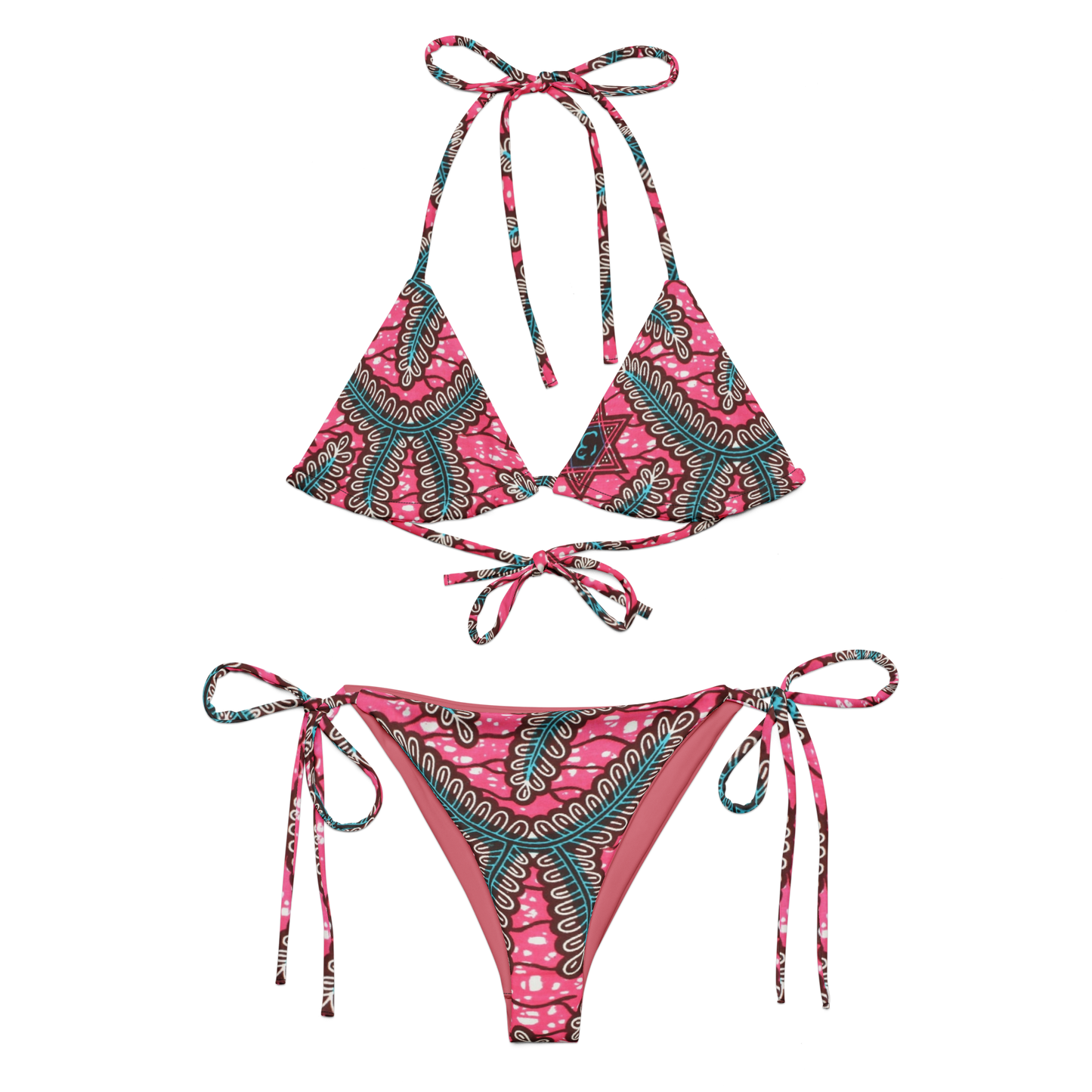 Pink Ankara Print Recycled String Bikini