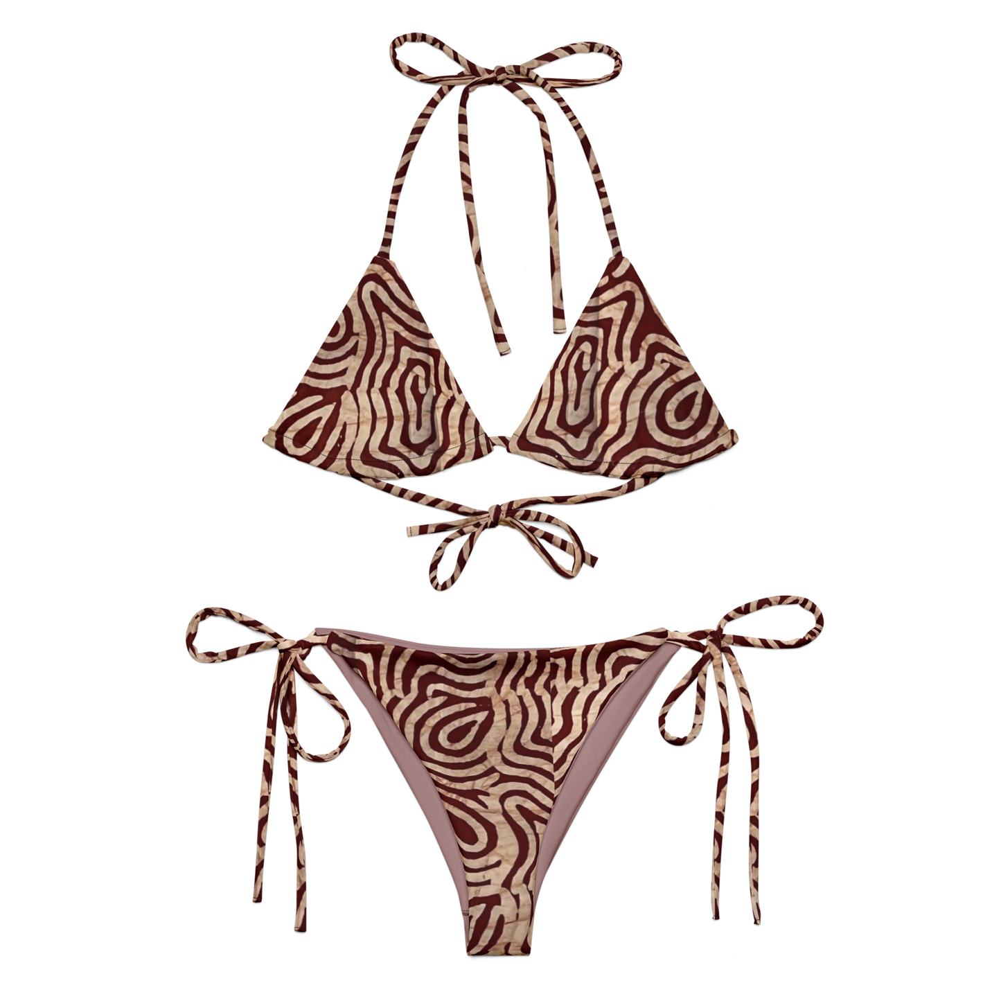 Fine as Wine Adire Batik Print Recycled String Bikini