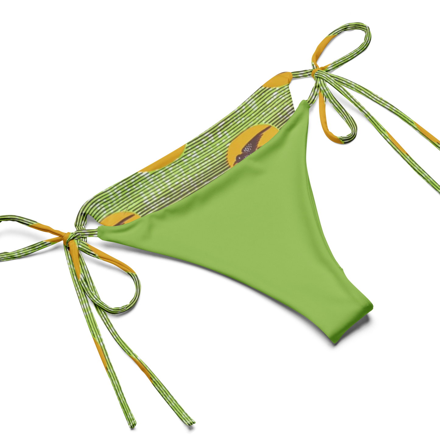 Green Speedbird Print Recycled String Bikini