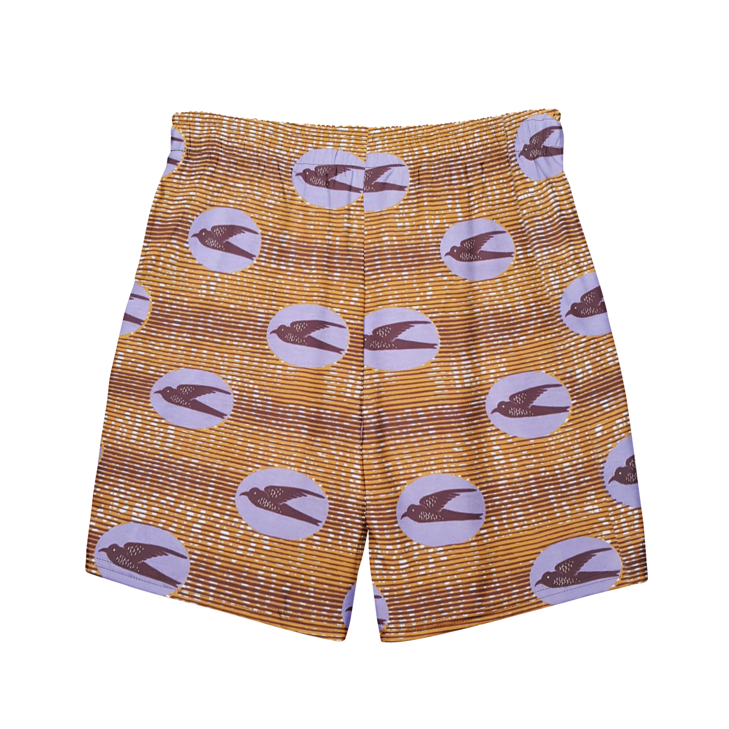 Caramel Speedbird Print Recycled Swim Trunks