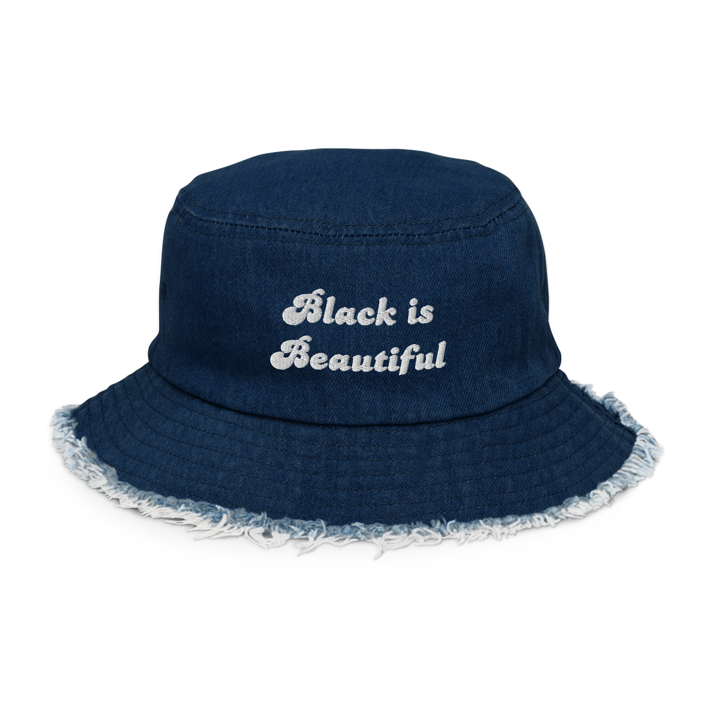 Black is Beautiful Distressed Denim Bucket Hat