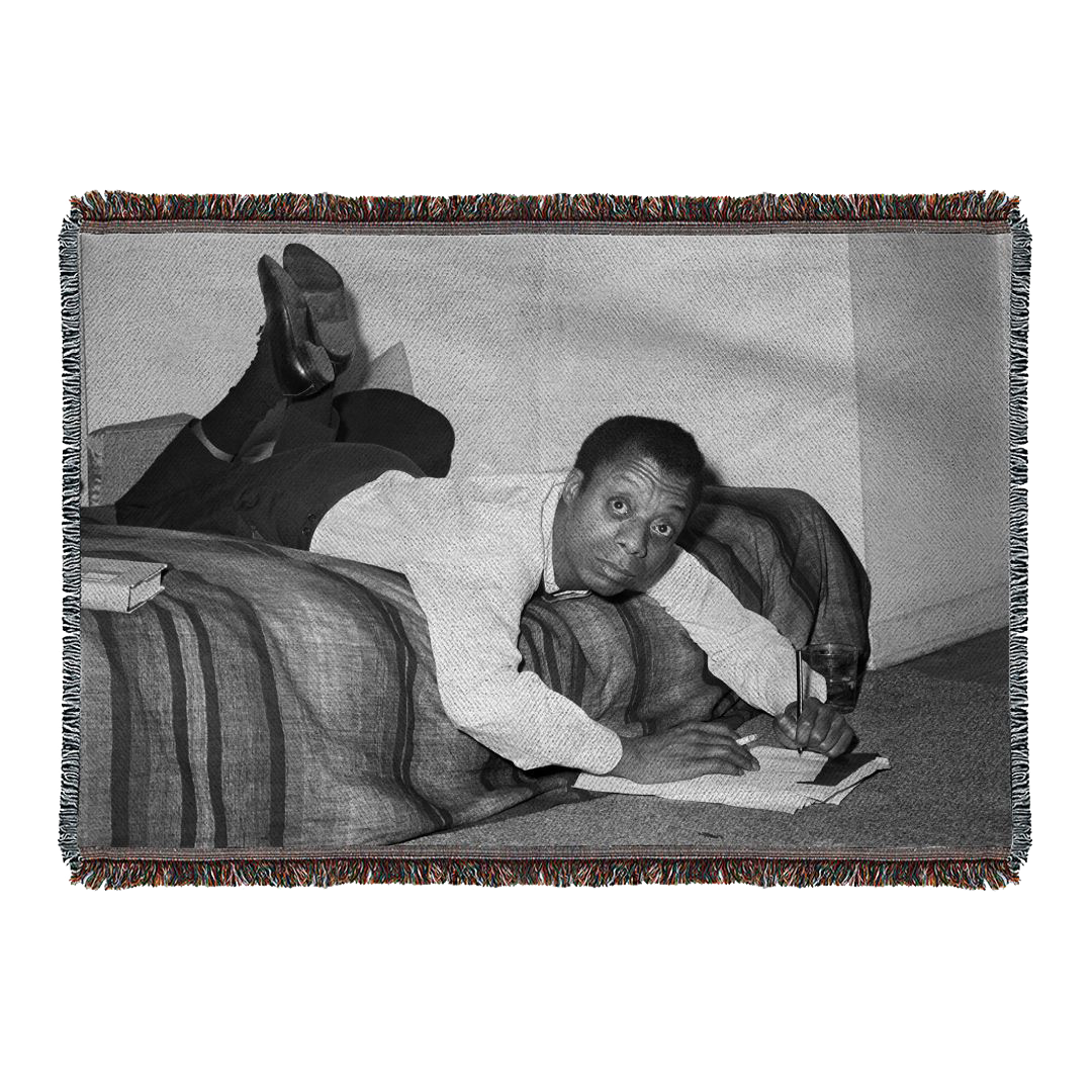 James Baldwin Writing Woven Blanket