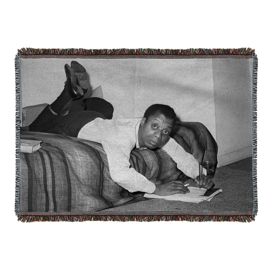 James Baldwin Writing Woven Blanket