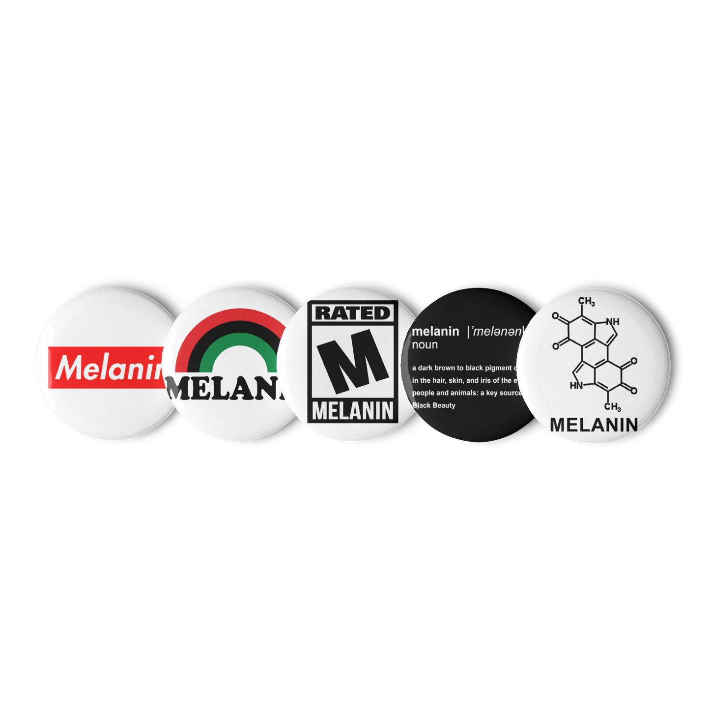 Melanin Pin-back Buttons (Set of 5)