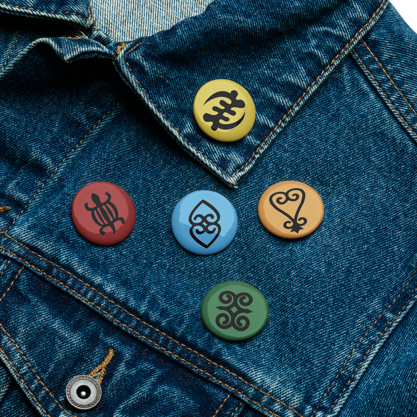 Adinkra Symbols Pin-back Buttons (Set of 5)