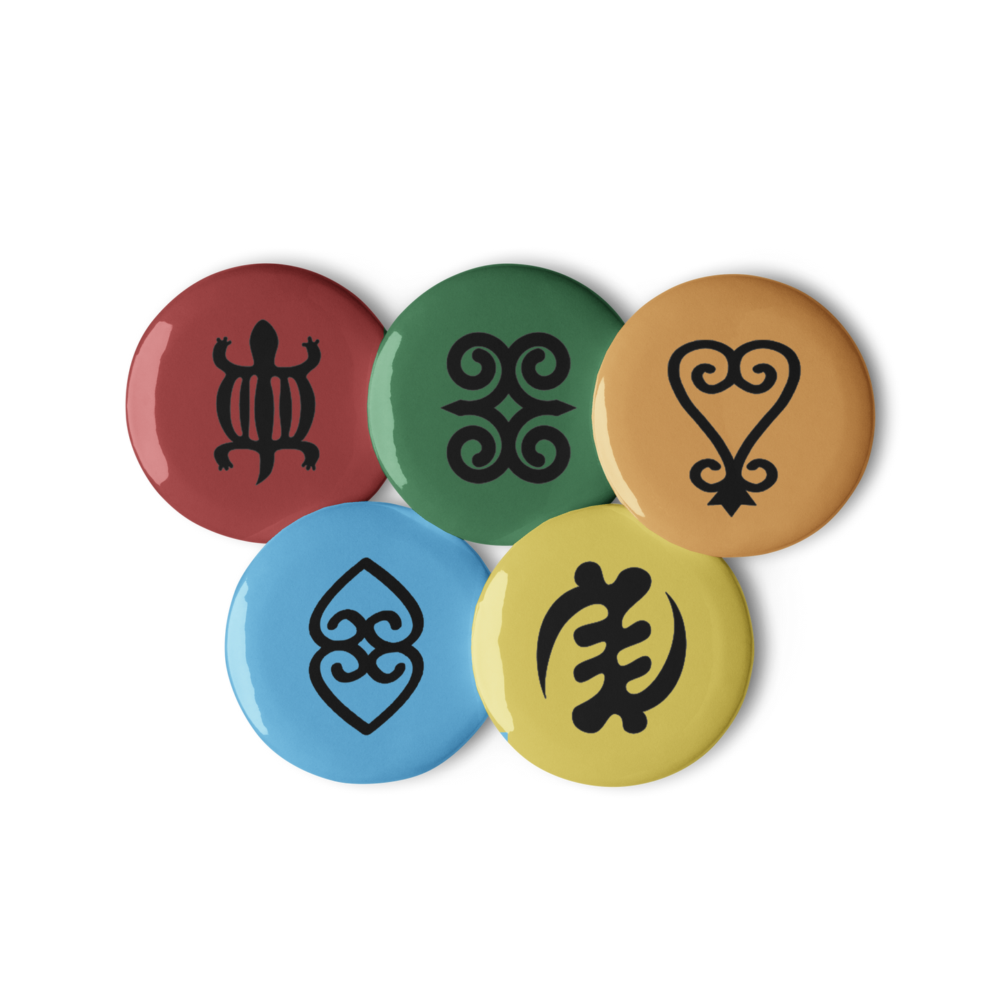 Adinkra Symbols Pin-back Buttons (Set of 5)