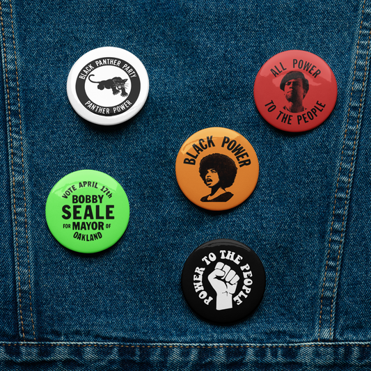 Vintage Power to the People Pin-back Buttons (Set of 5)