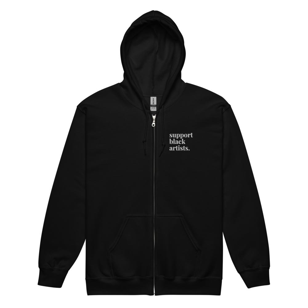 Support Black Artists Embroidered Zip-Up Hoodie