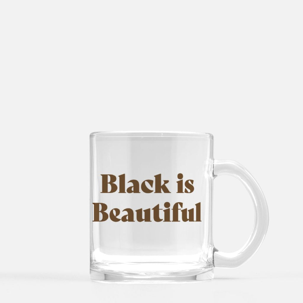 Black is Beautiful Clear Glass Mug