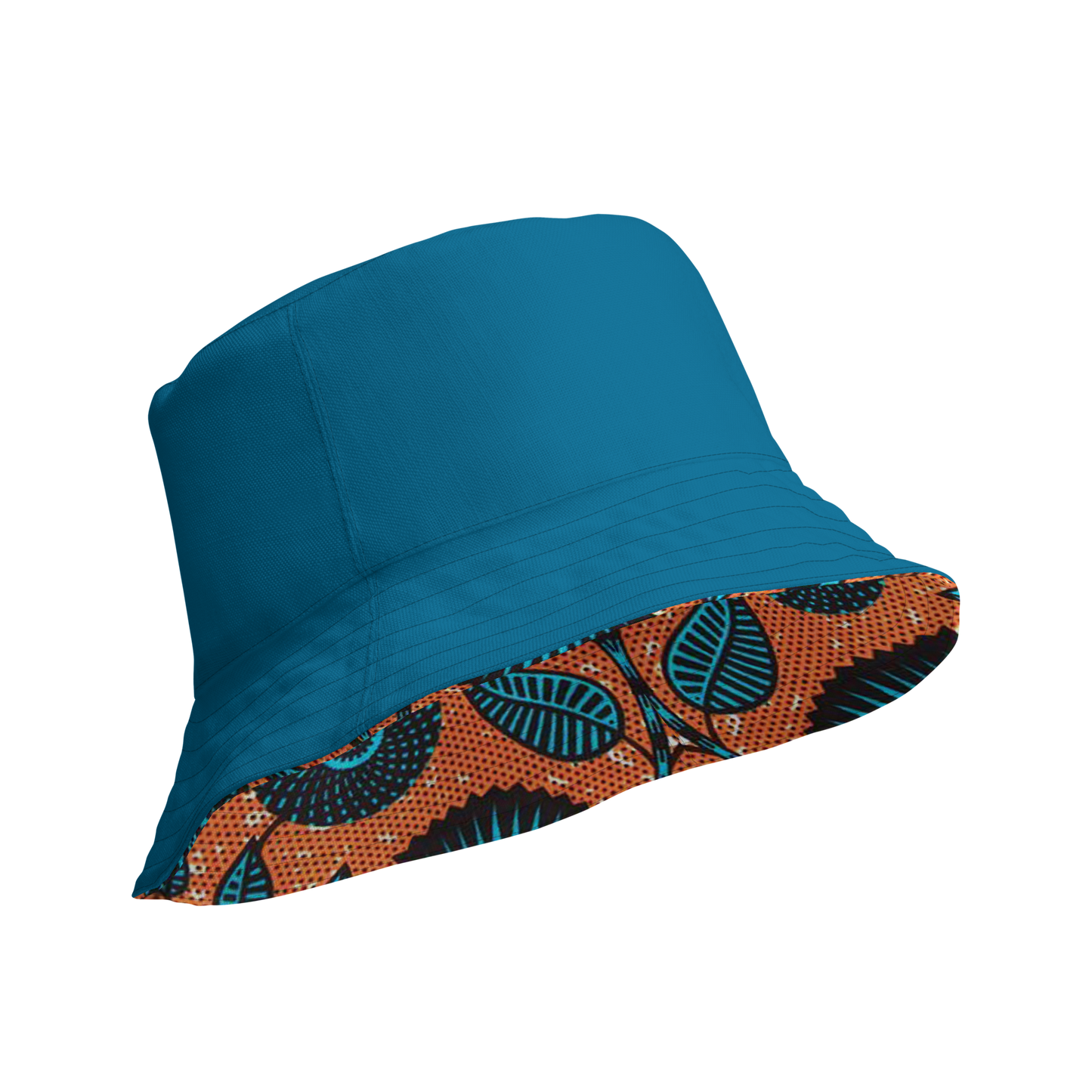 Ankara Leaf Print Reversible Bucket Hat