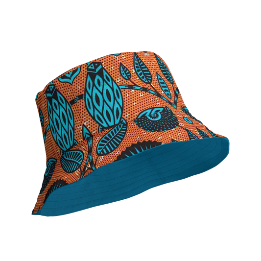 Ankara Leaf Print Reversible Bucket Hat