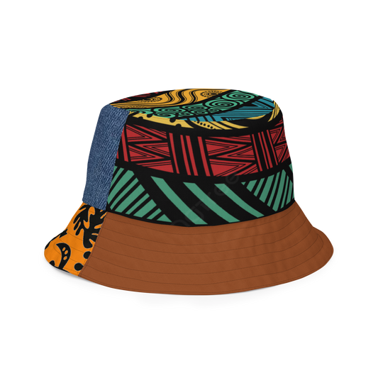Patchwork Print Reversible Bucket Hat