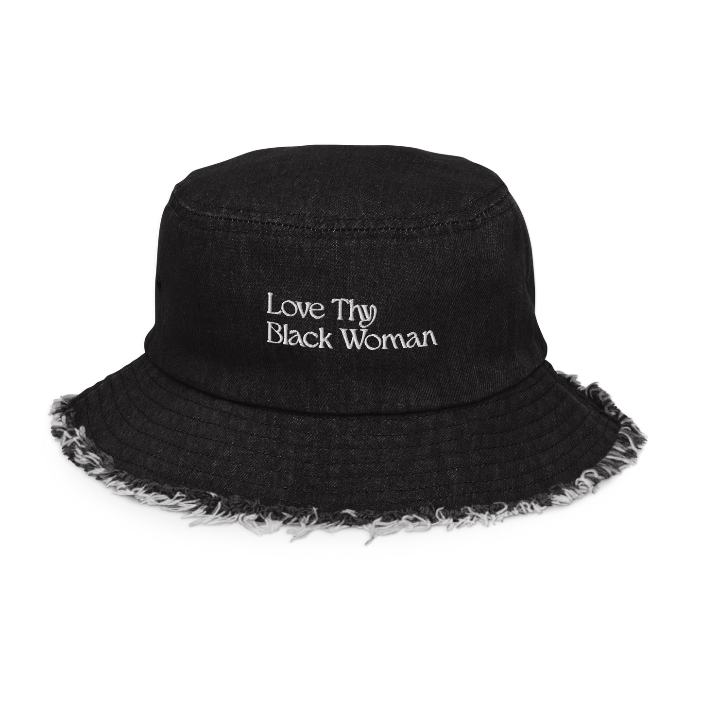 Love Thy Black Woman Distressed Denim Bucket Hat