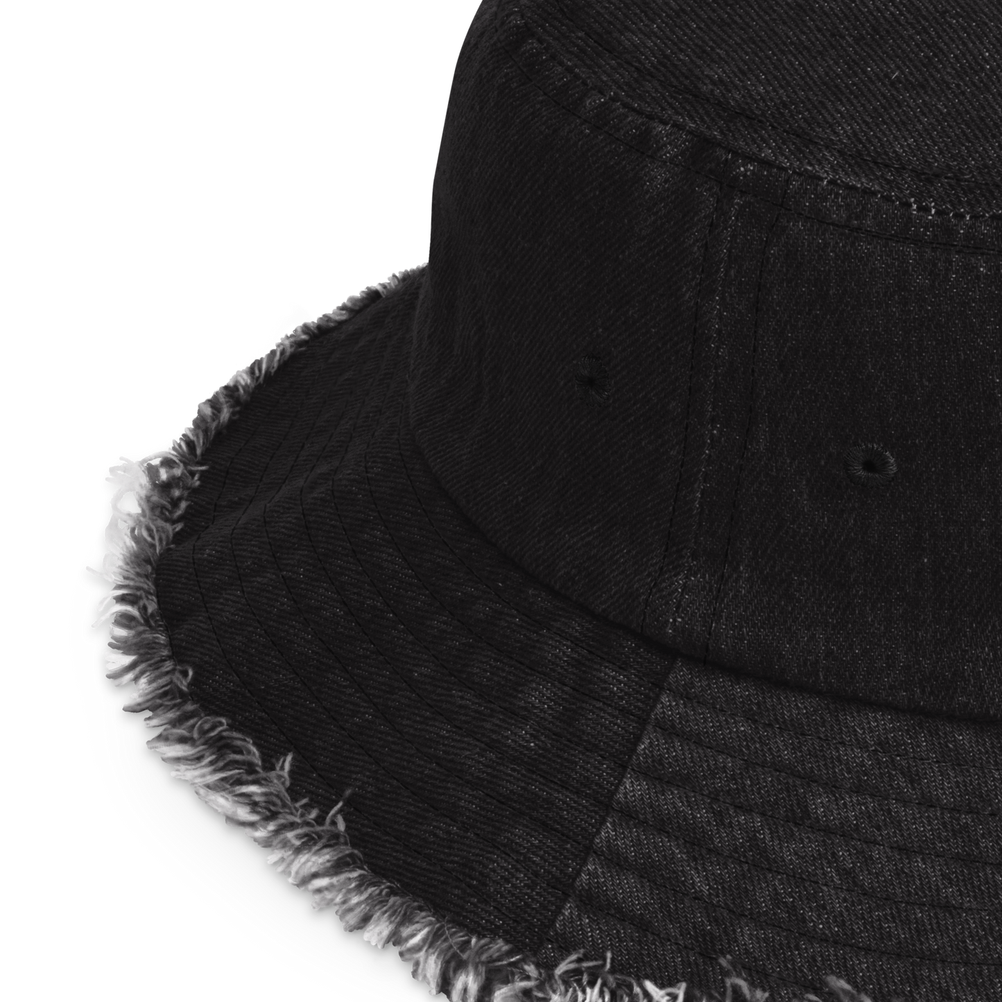 More Powerful Than Two Cleopatras Distressed Denim Bucket Hat