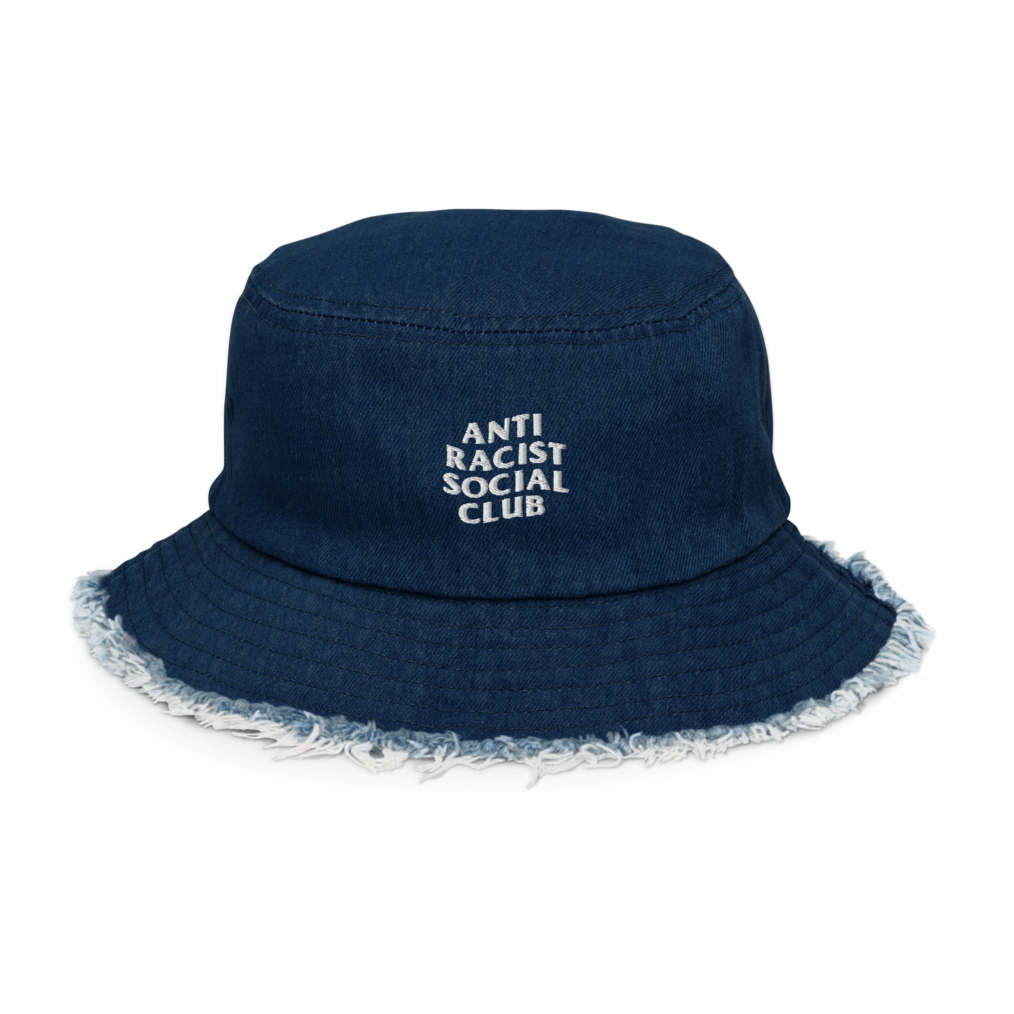 Anti Racist Social Club Distressed Denim Bucket Hat