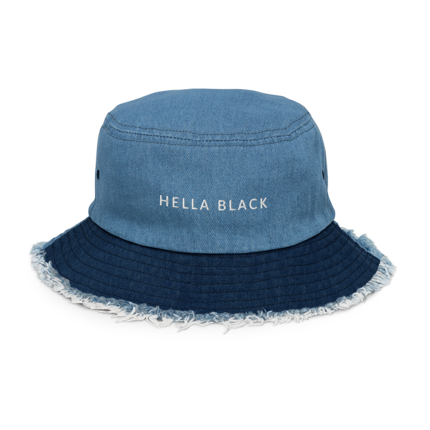 Hella Black Distressed Denim Bucket Hat