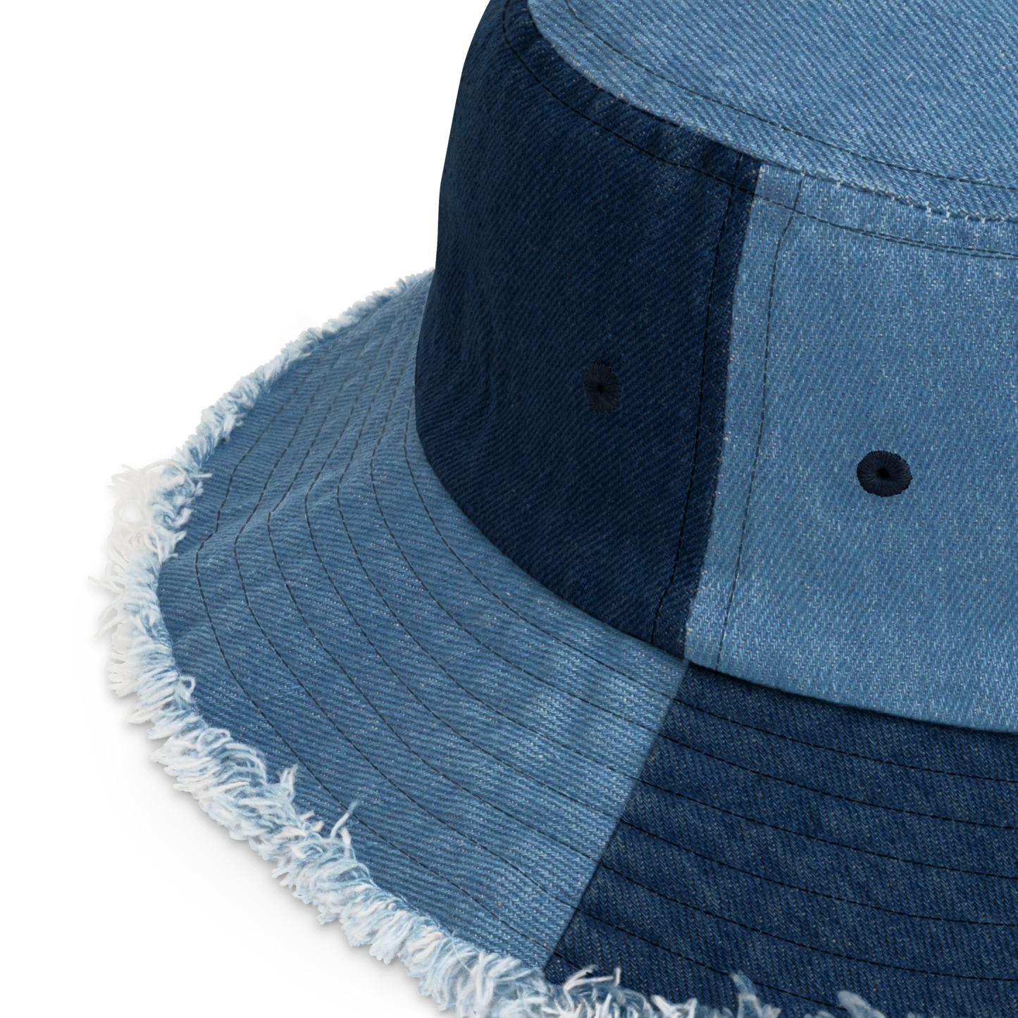 More Powerful Than Two Cleopatras Distressed Denim Bucket Hat