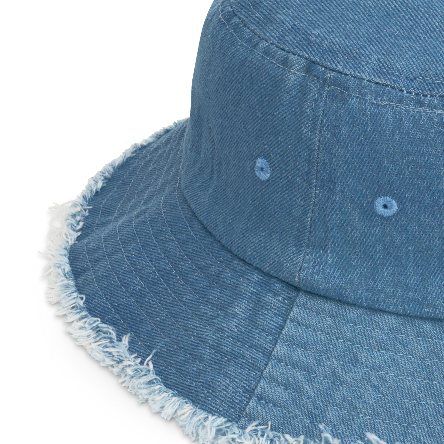 More Powerful Than Two Cleopatras Distressed Denim Bucket Hat