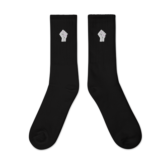 Black Power Embroidered Crew Socks