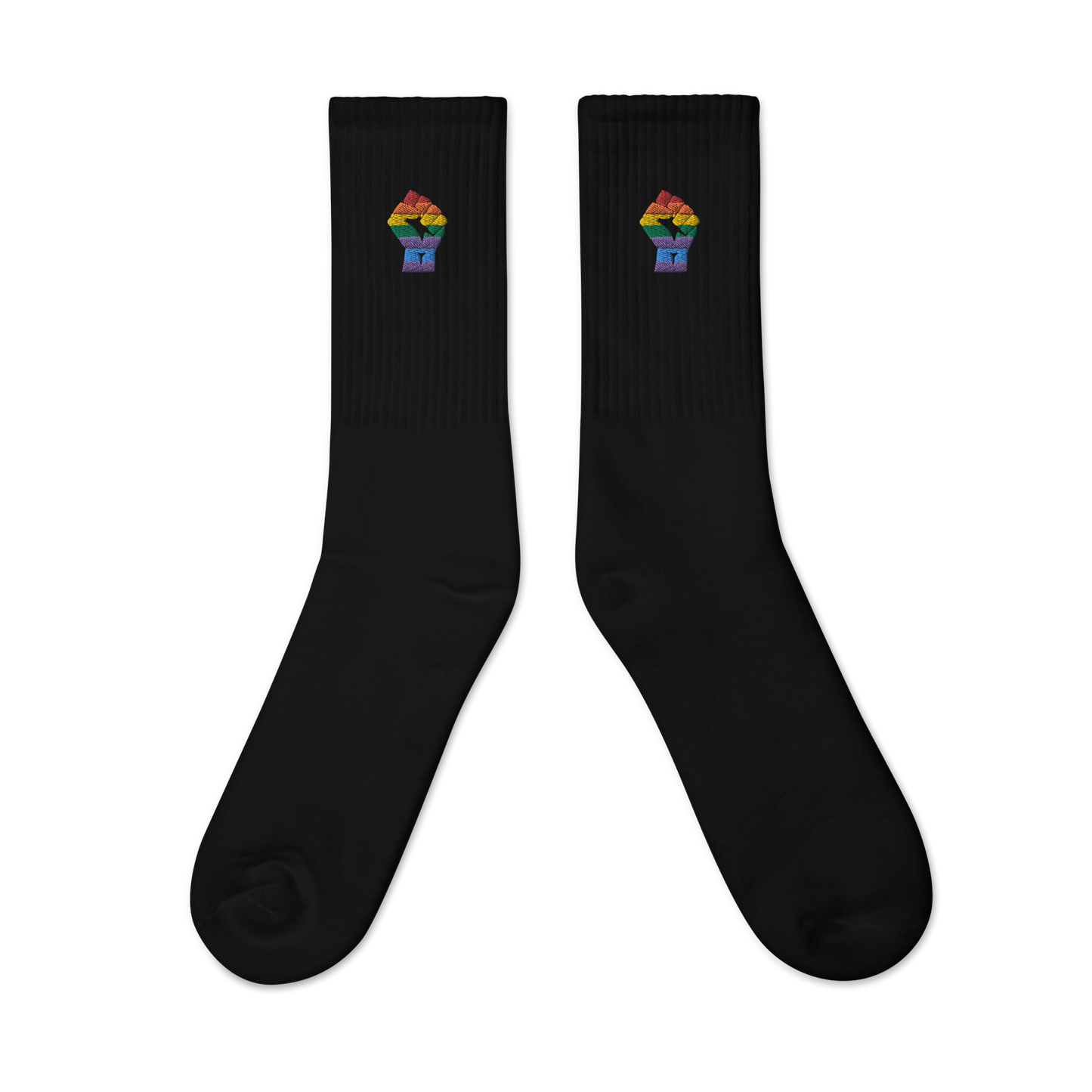 Black Power Pride Embroidered Crew Socks