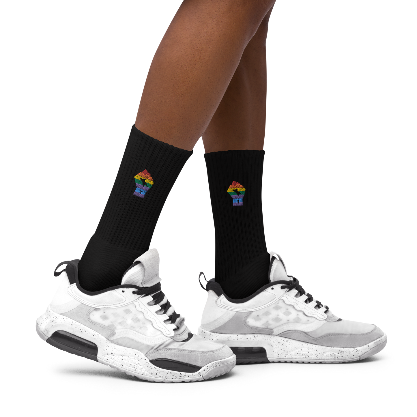 Black Power Pride Embroidered Crew Socks